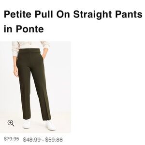 Petite Pull On Straight Pants in Ponte